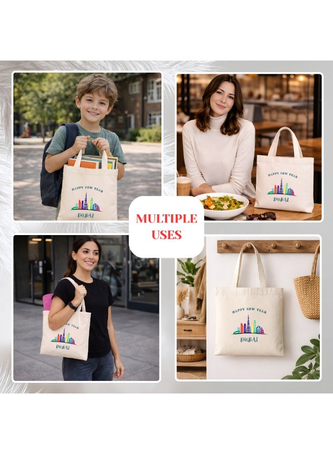 PRINTSHOP4ME New Year Cotton Bag With Dubai Design-Eco-Friendly Canvas Cotton Tote Bag With Printed For Women-Reusable Bag,Party Gift Idea And Cotton Gift Bag - Image 4